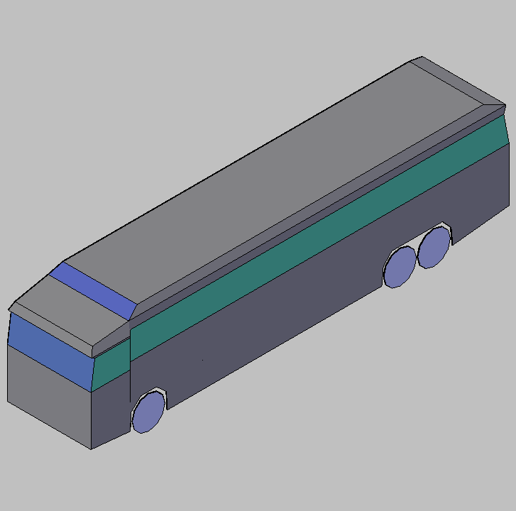 Bloque Autocad Vista de Autobús Bibliot. 2D-3D en 3D simple